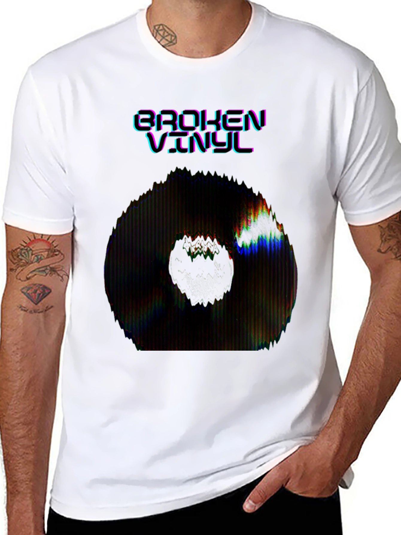 Broken Vinyl Graphic Tee - Black