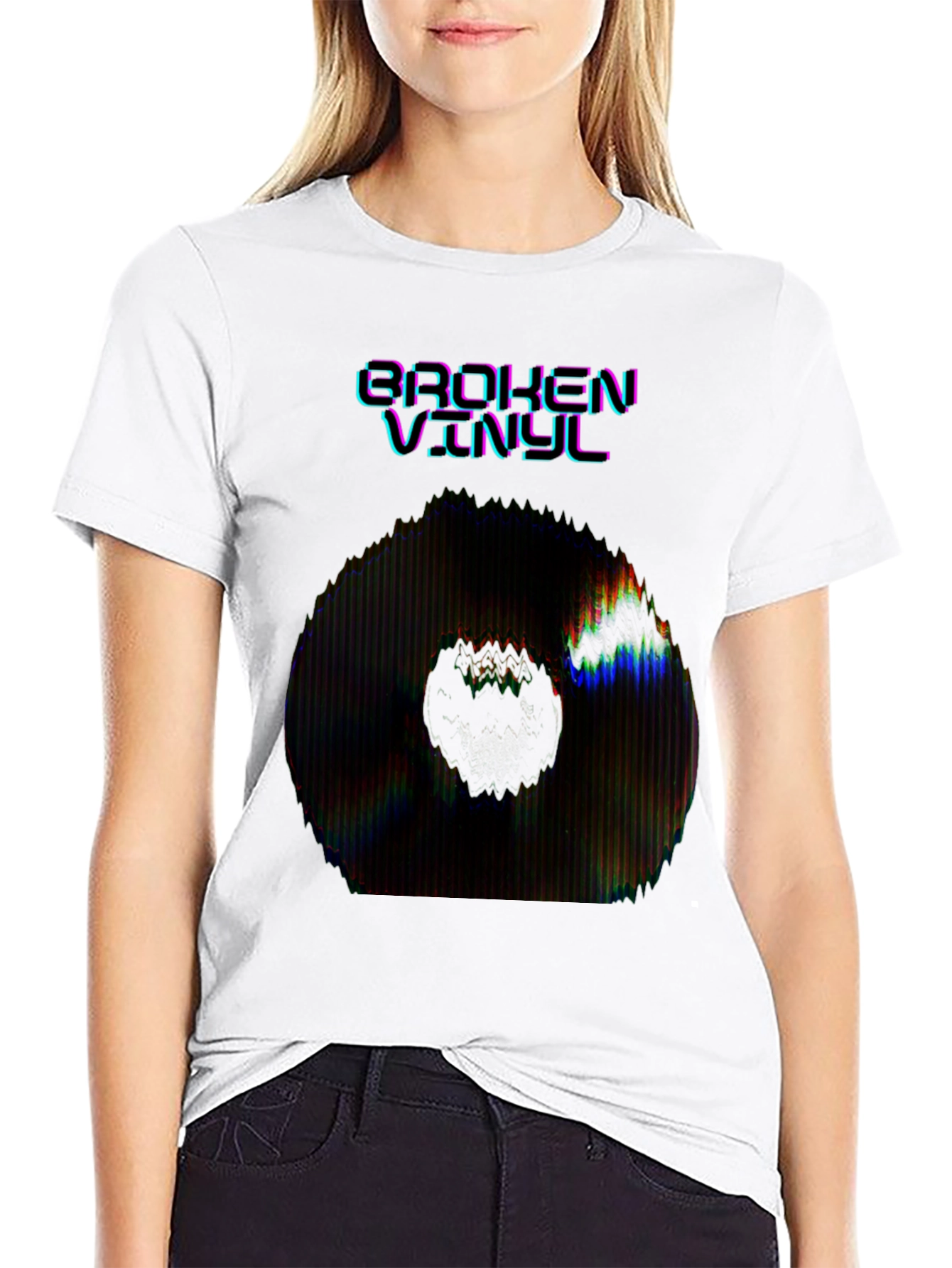 Broken Vinyl Graphic Tee - Black