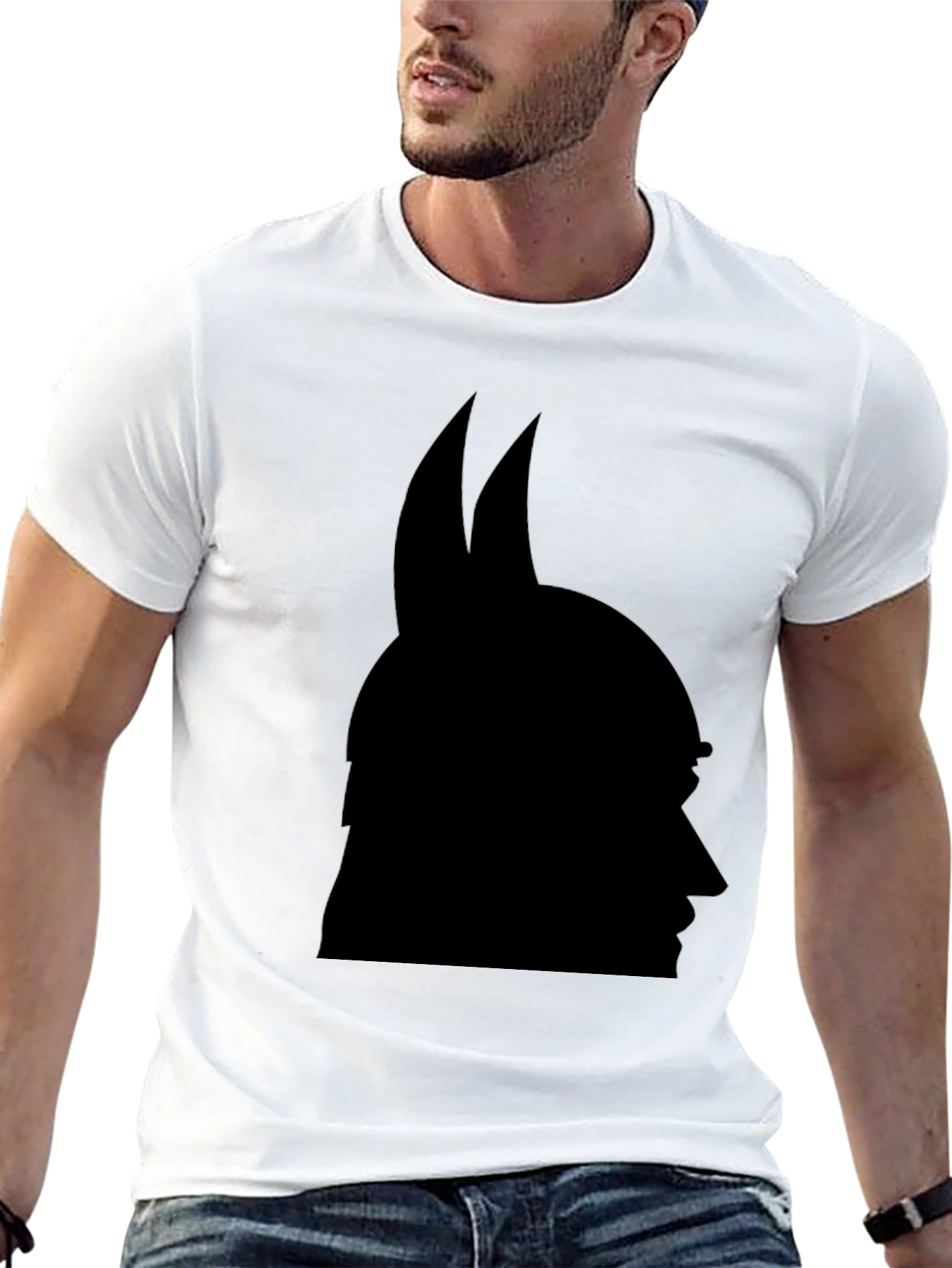 Black Graphic Tee - Horned Silhouette Design