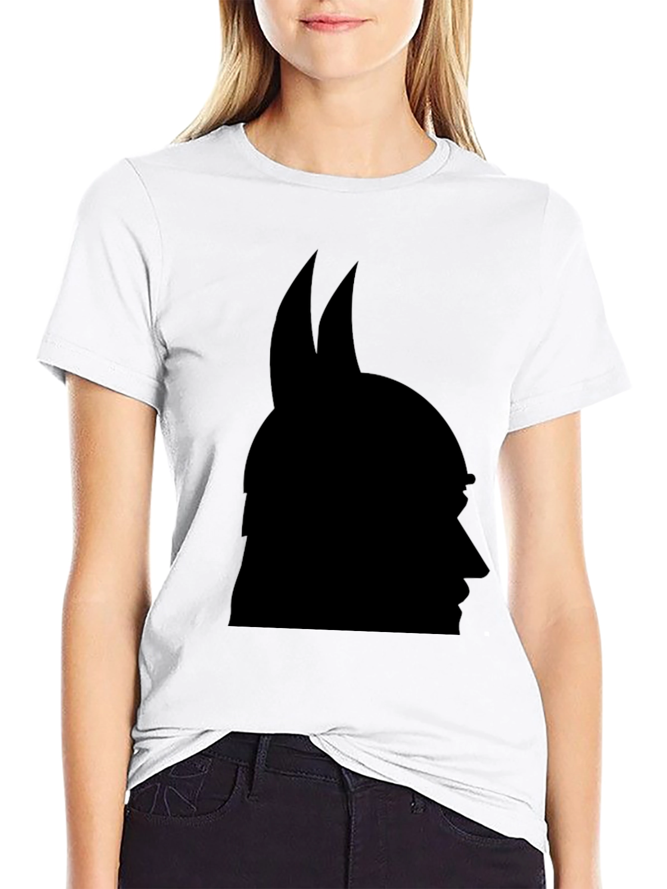 Black Graphic Tee - Horned Silhouette Design