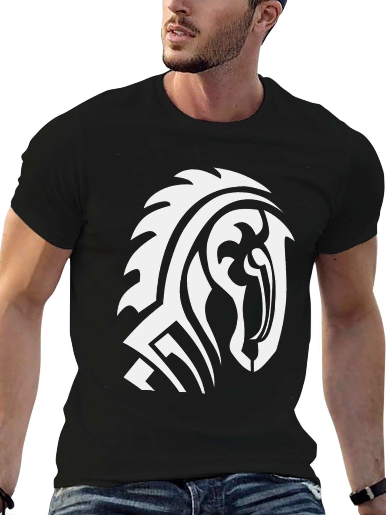 Tribal Horse Graphic Tee - Stylish Black T-Shirt