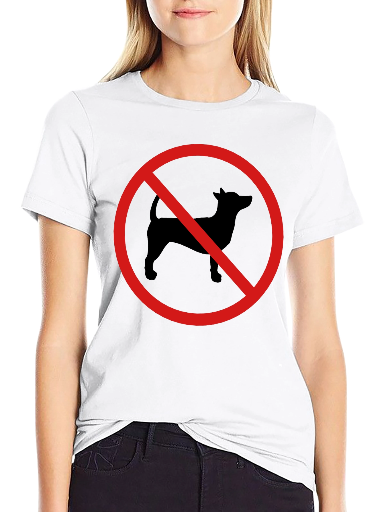 No Dogs Allowed T-Shirt - Black Cotton Crew Neck