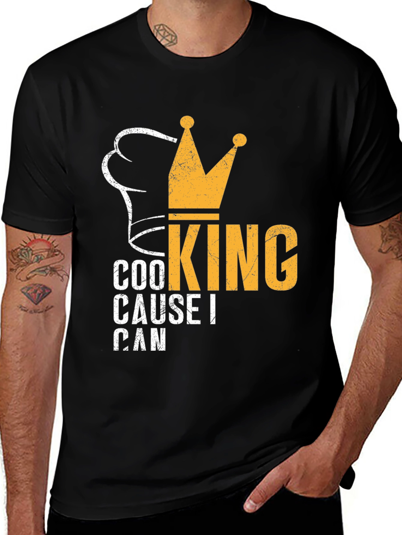 Cooking King Mens Black Graphic T-Shirt