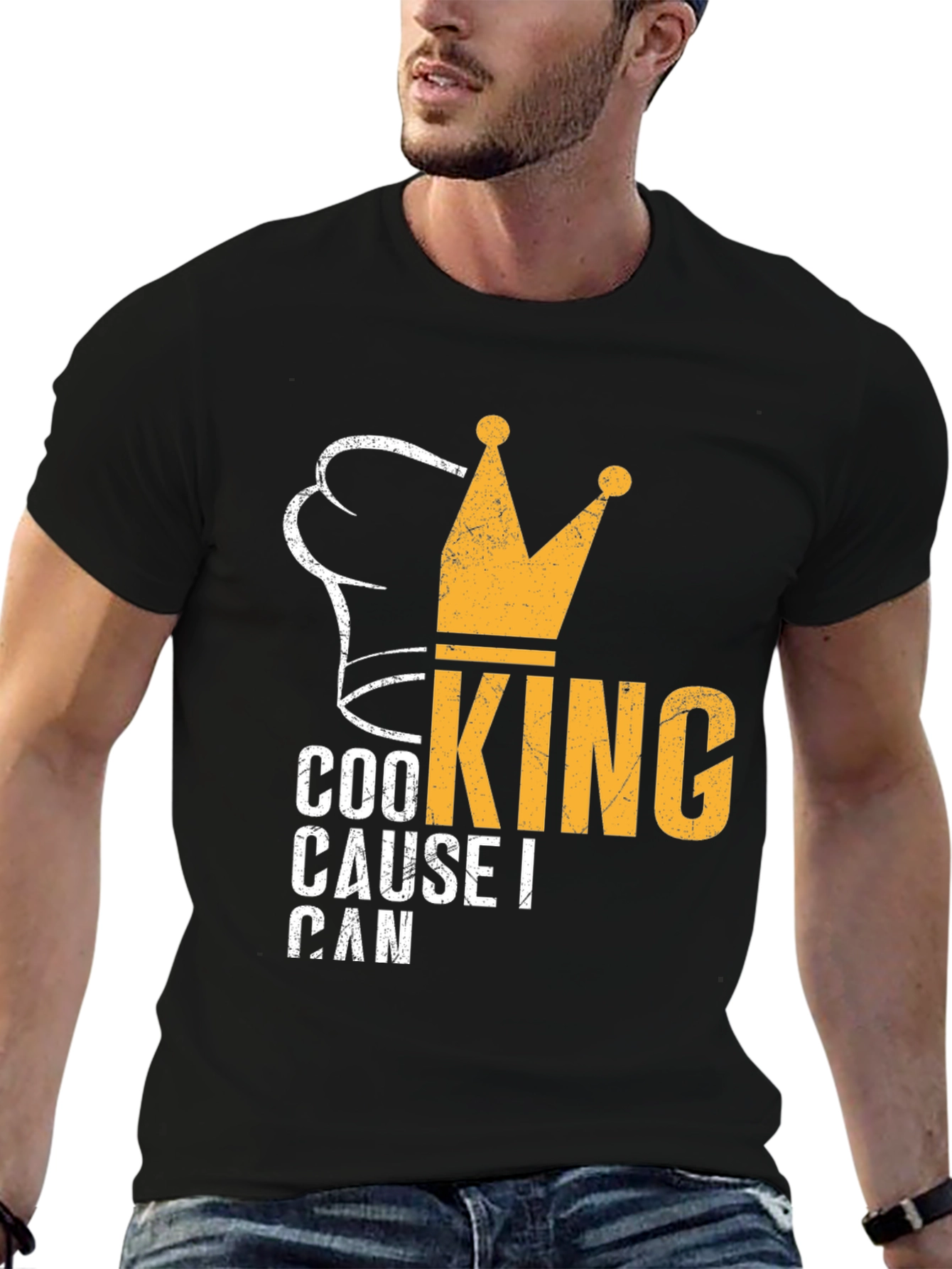 Cooking King Mens Black Graphic T-Shirt