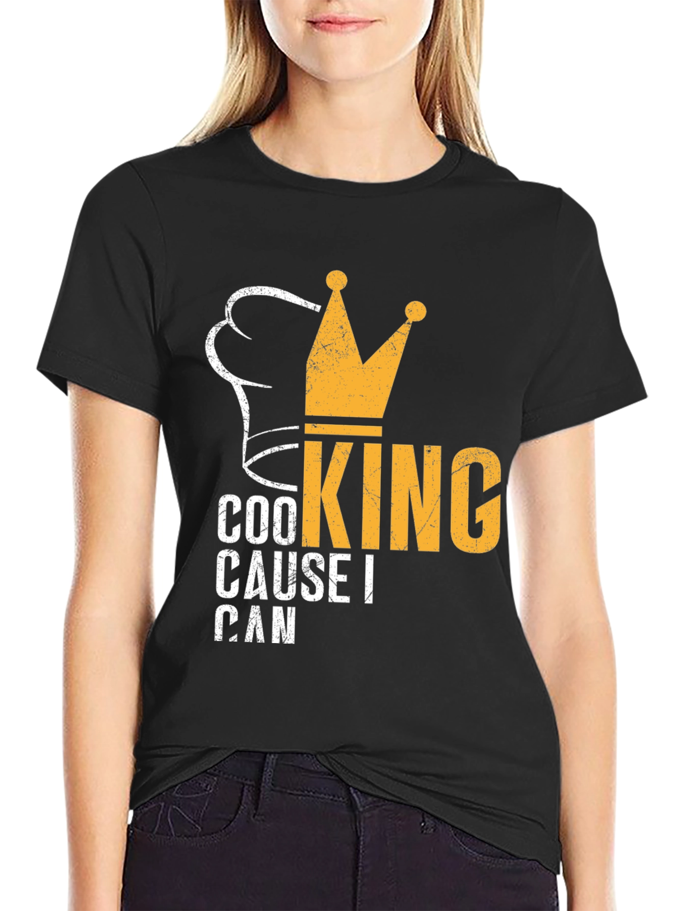 Cooking King Mens Black Graphic T-Shirt