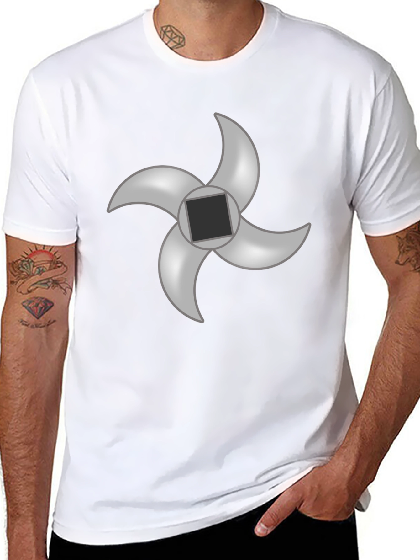 Black T-Shirt with Meat Grinder Blade Graphic