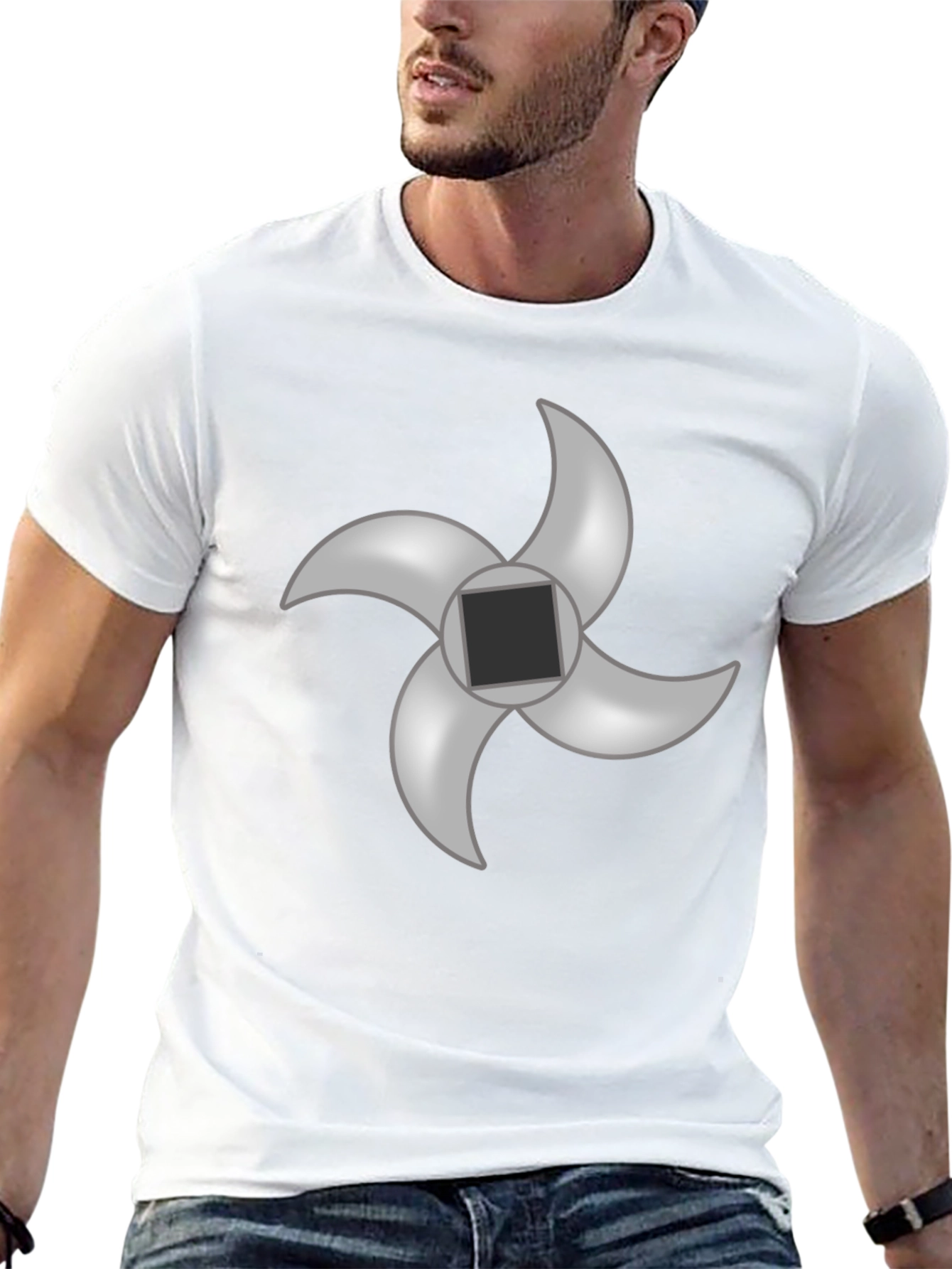 Black T-Shirt with Meat Grinder Blade Graphic