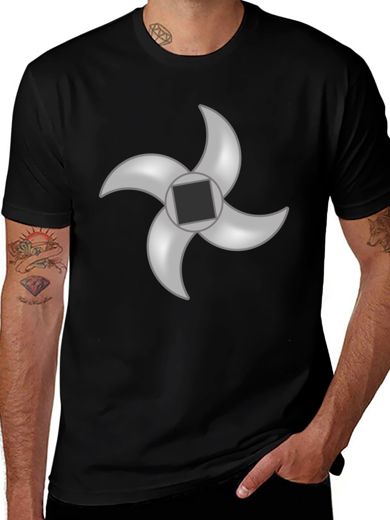 Black T-Shirt with Meat Grinder Blade Graphic