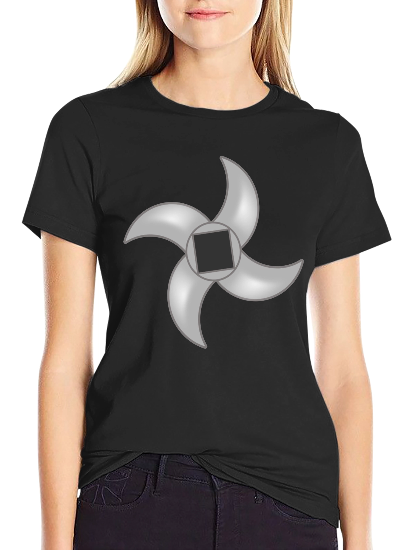 Black T-Shirt with Meat Grinder Blade Graphic