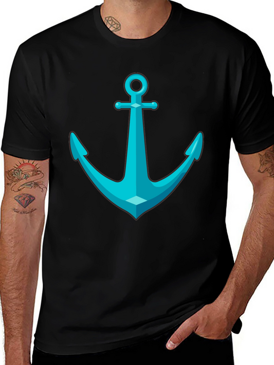 Anchor Graphic Tee - Nautical Style Black T-Shirt