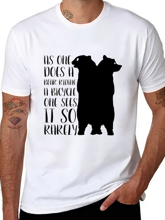 Bear Riding Bicycle Tee - Unisex Black T-Shirt