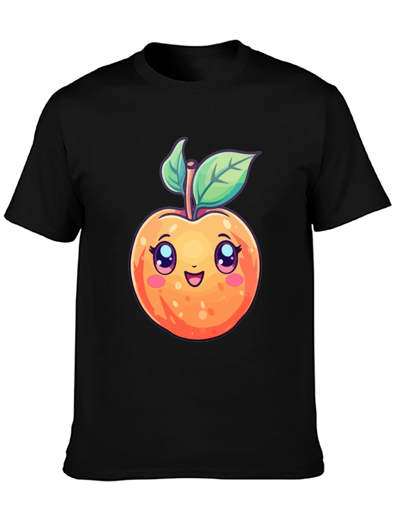 Cute Cartoon Peach Black T-Shirt