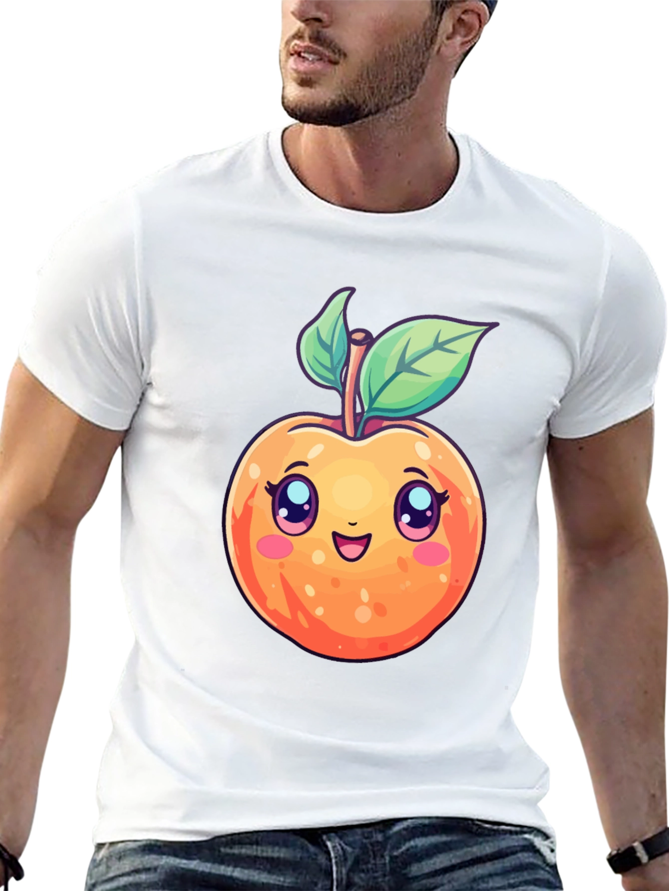 Cute Cartoon Peach Black T-Shirt