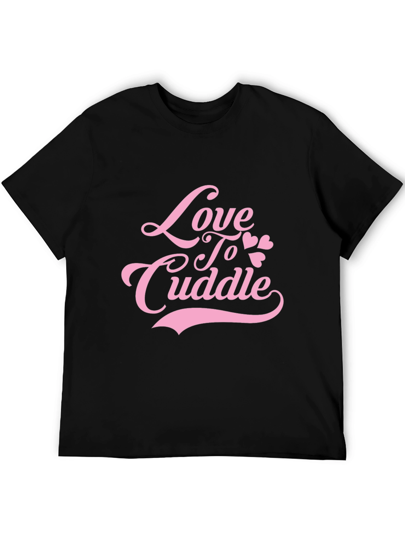 Love To Cuddle Pink Graphic Black T-Shirt
