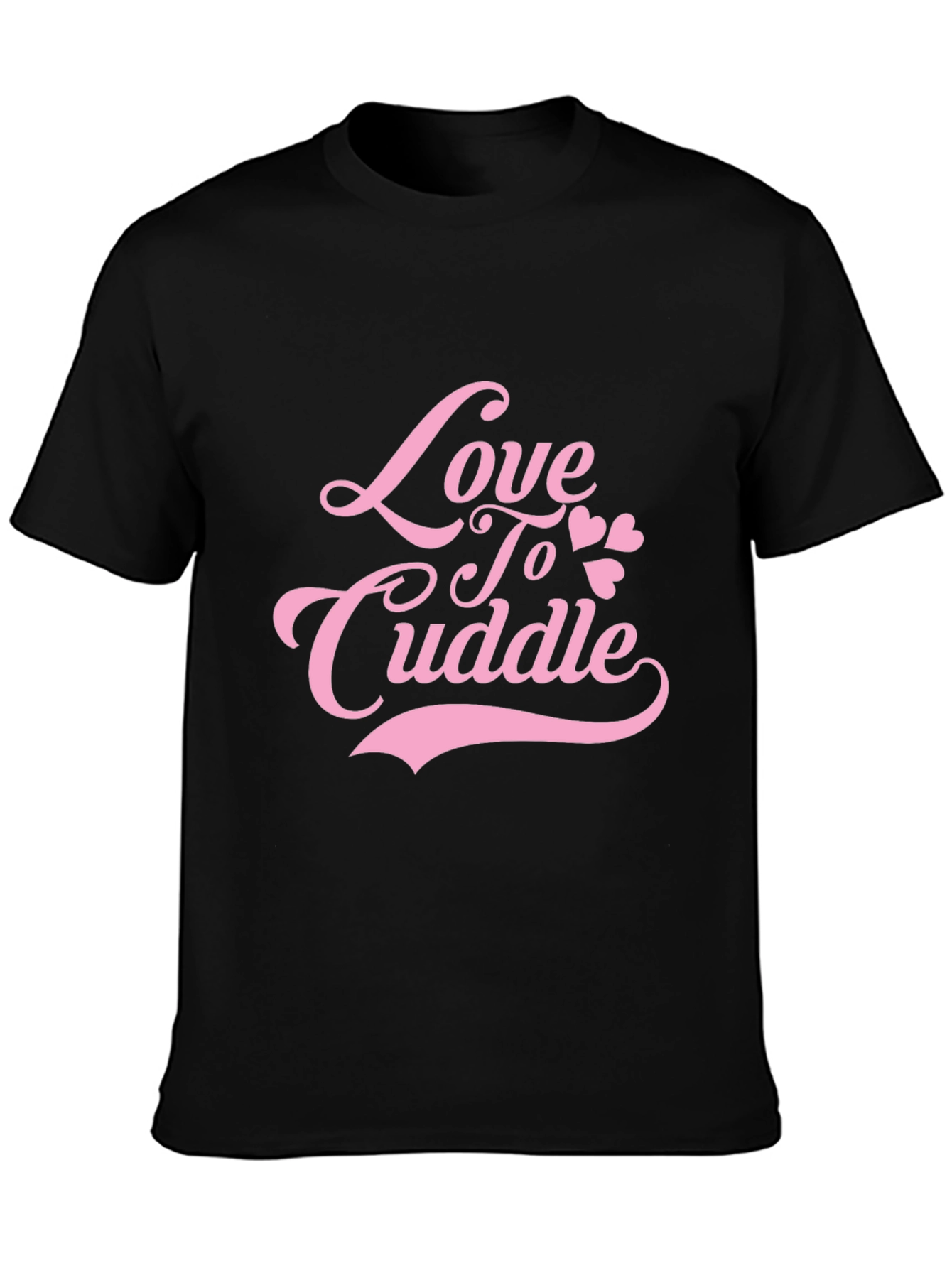 Love To Cuddle Pink Graphic Black T-Shirt