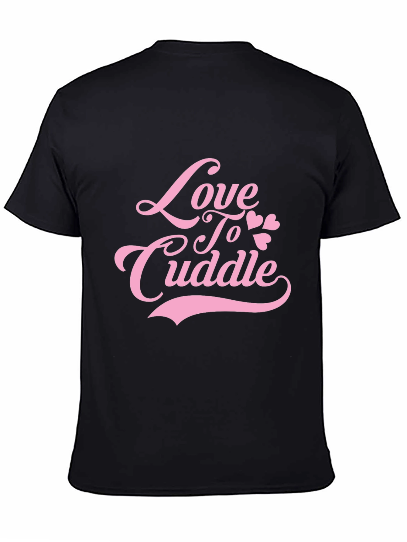Love To Cuddle Pink Graphic Black T-Shirt