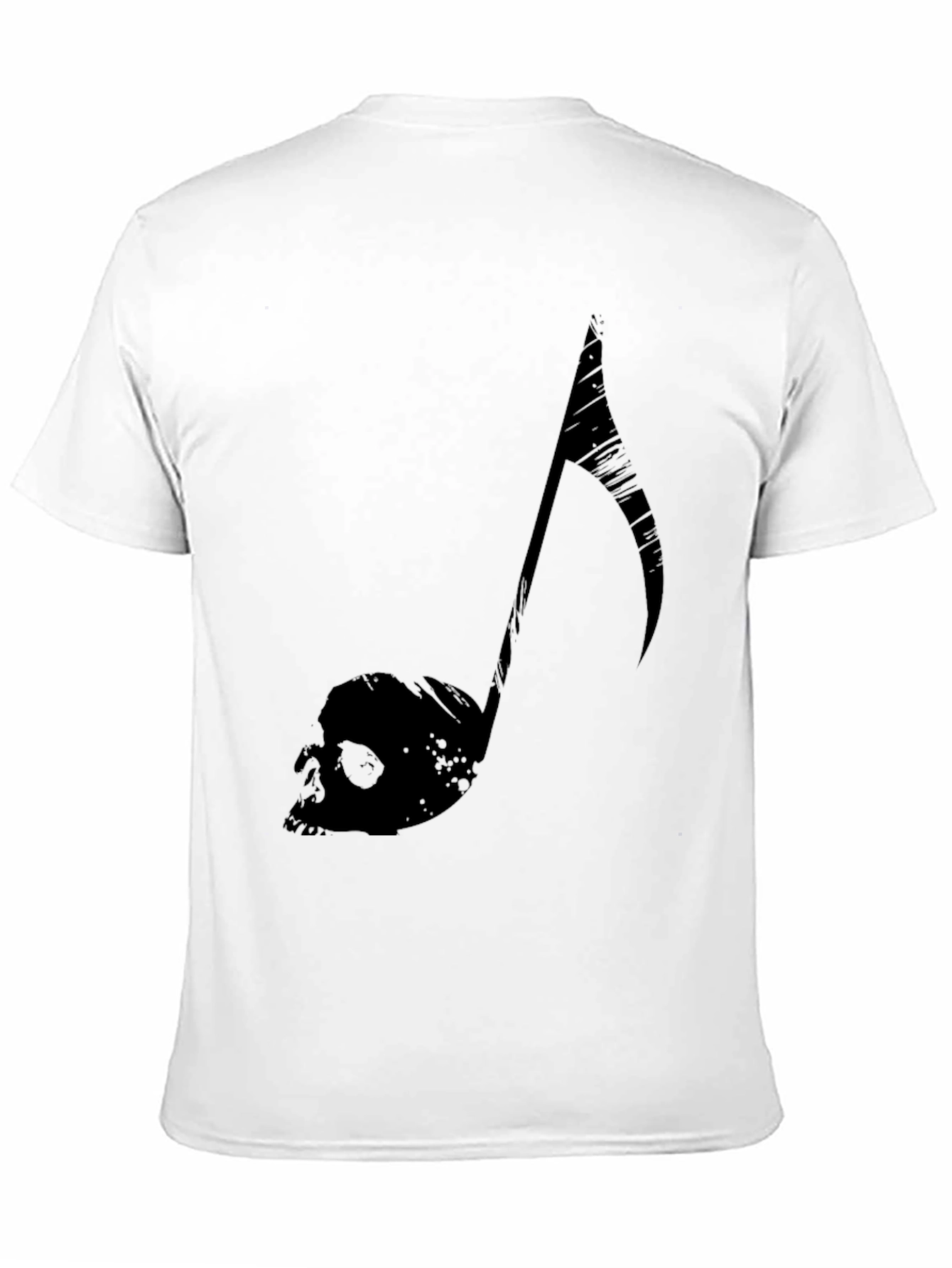 Edgy Music Note Skull Graphic Tee - Black
