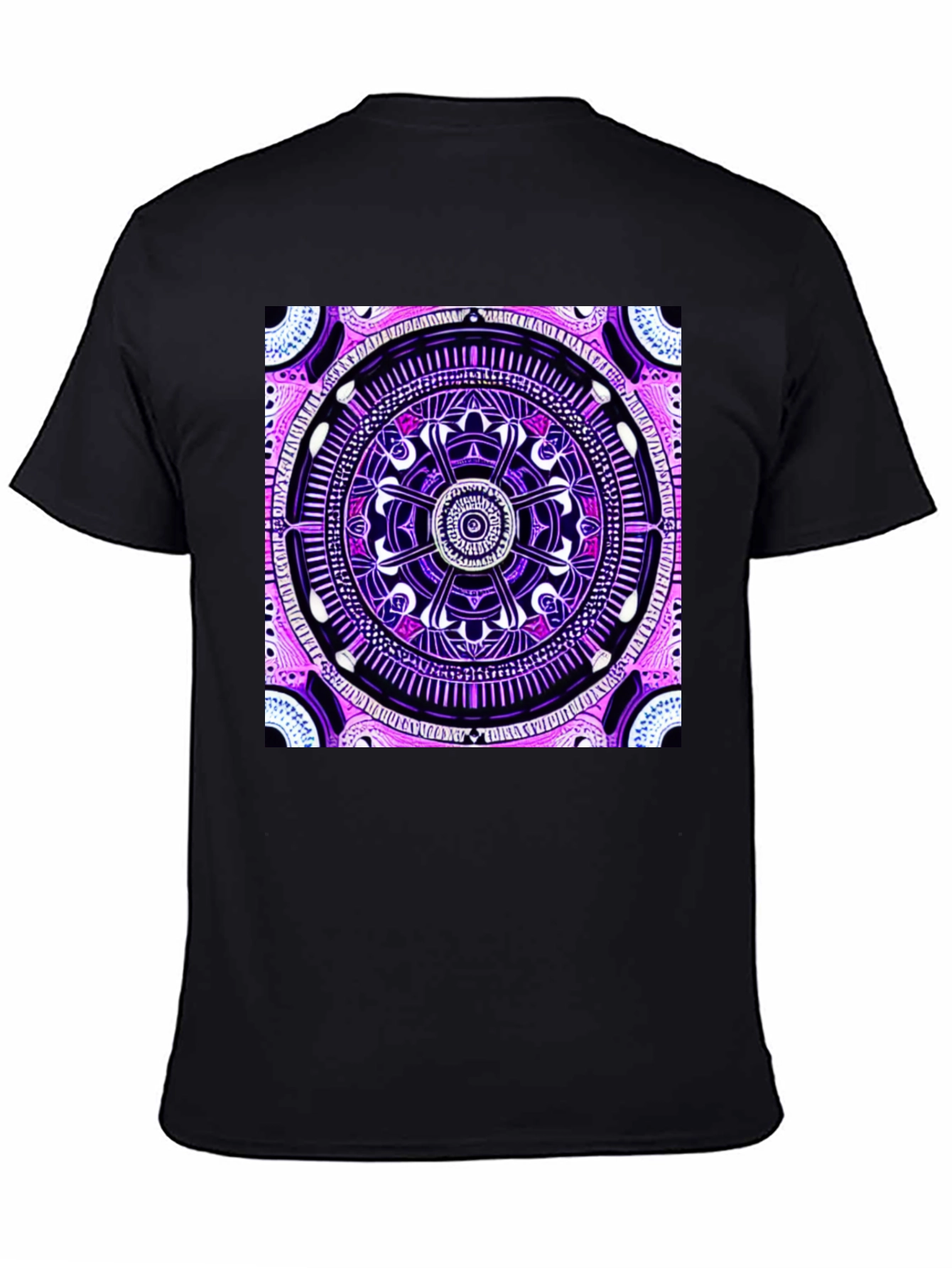 Psychedelic Mandala Graphic Tee - Black Cotton T-Shirt