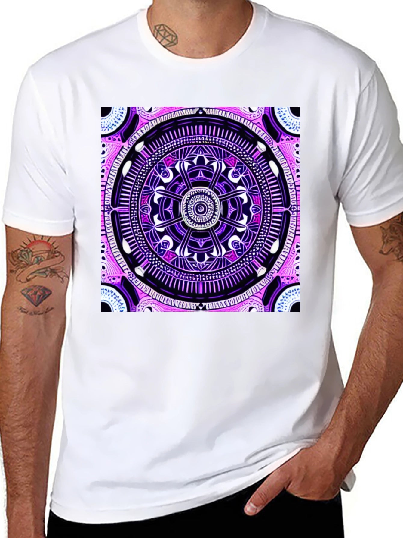 Psychedelic Mandala Graphic Tee - Black Cotton T-Shirt