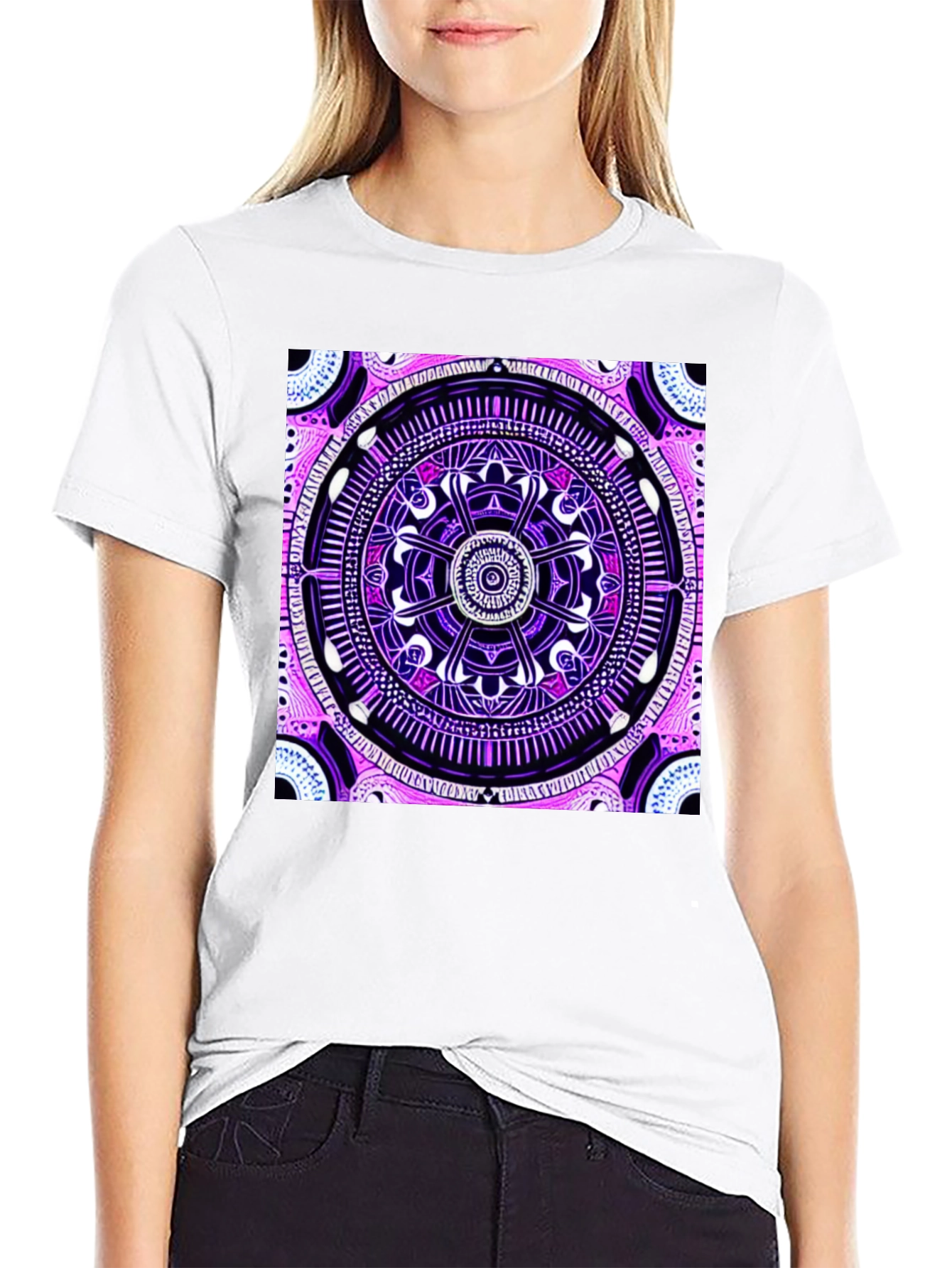 Psychedelic Mandala Graphic Tee - Black Cotton T-Shirt