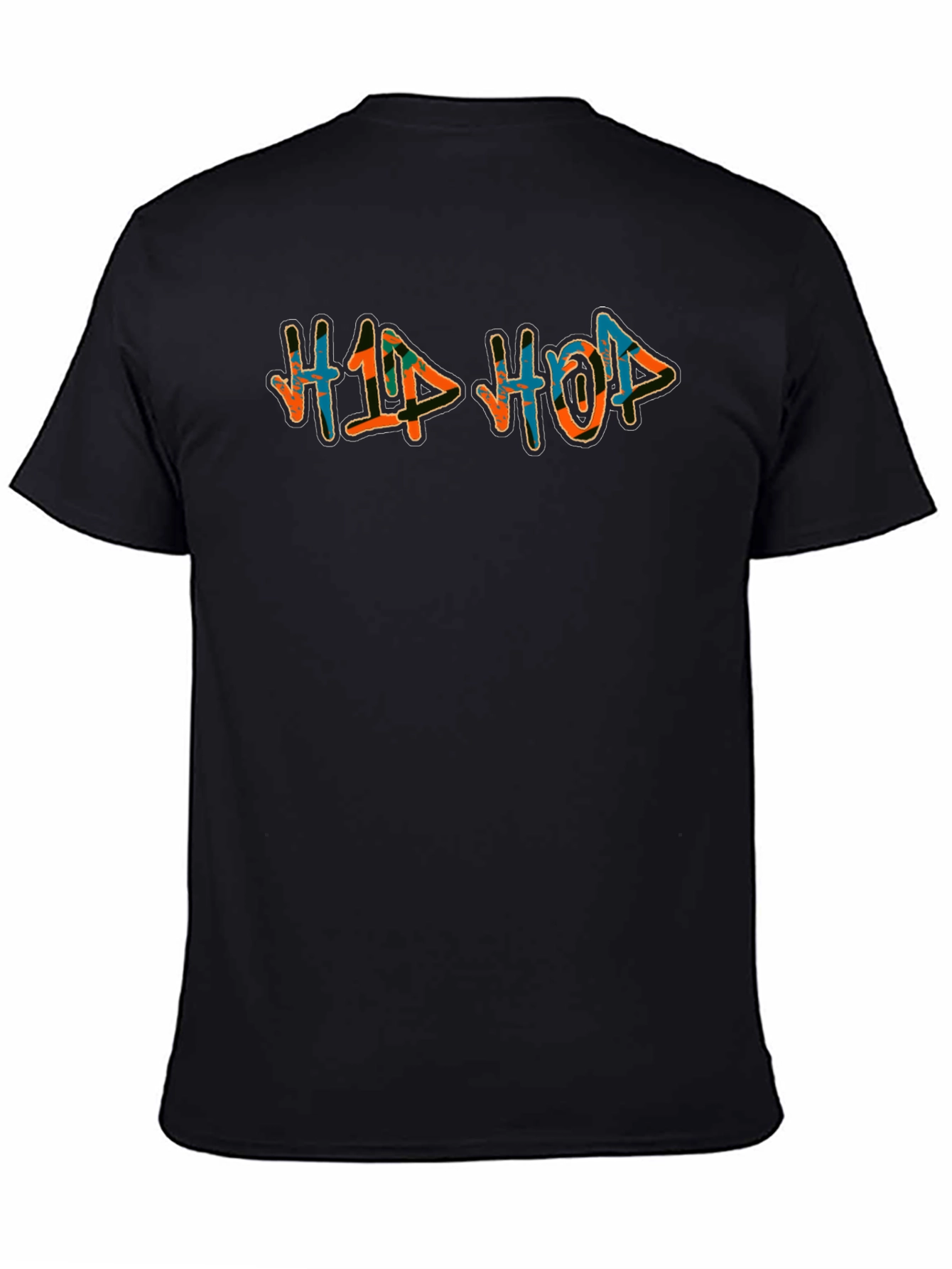 Hip Hop Graphic Print Black T-Shirt