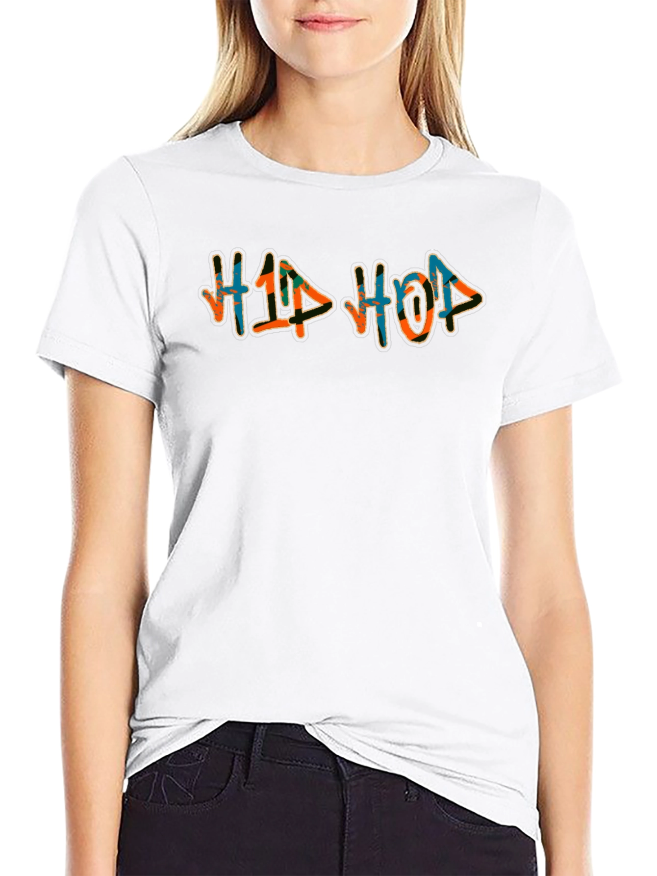 Hip Hop Graphic Print Black T-Shirt