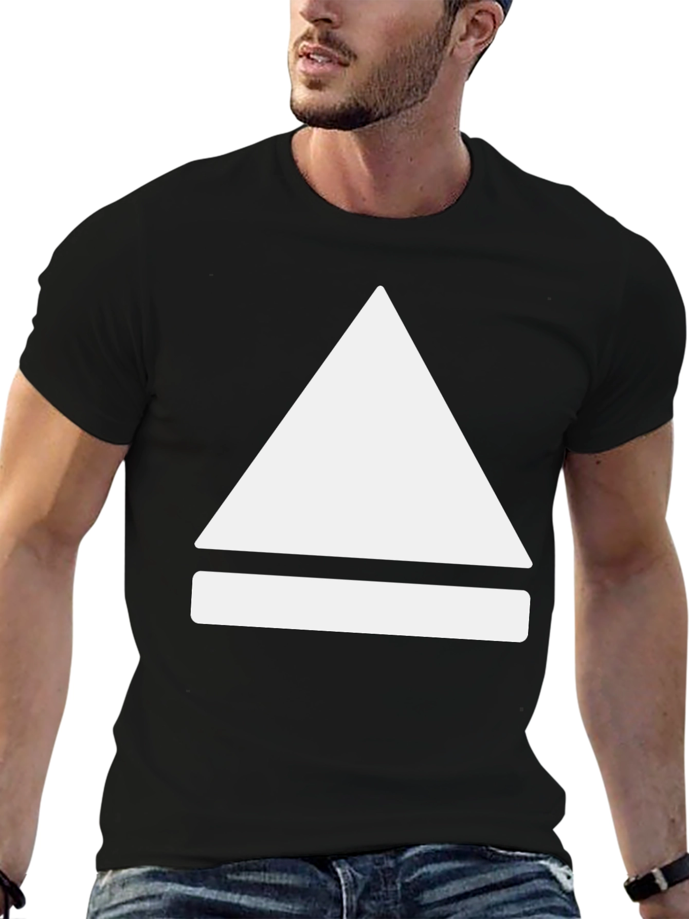 Minimalist Triangle Eject Graphic Tee - Black