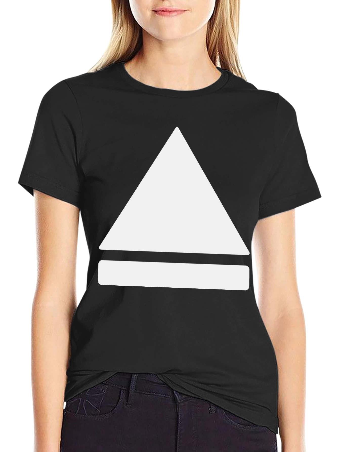 Minimalist Triangle Eject Graphic Tee - Black