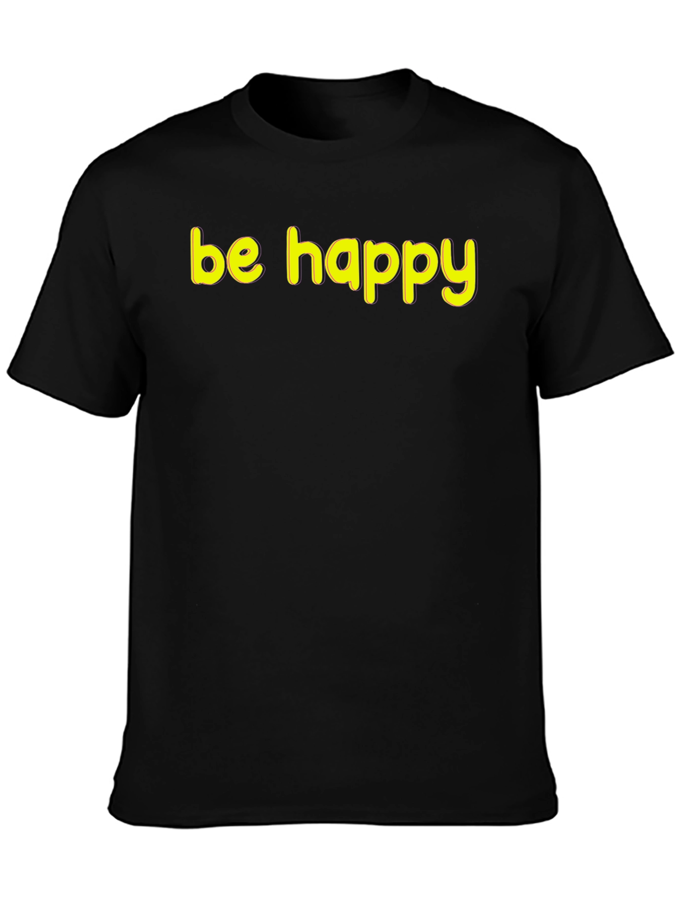 Be Happy Graphic Tee - Black Cotton T-Shirt