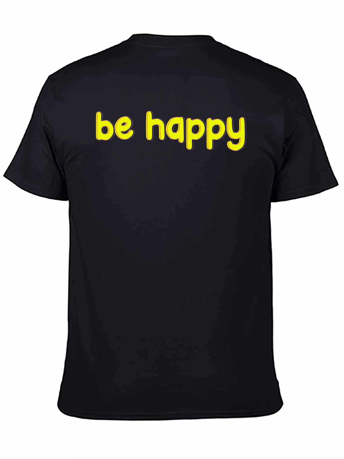 Be Happy Graphic Tee - Black Cotton T-Shirt