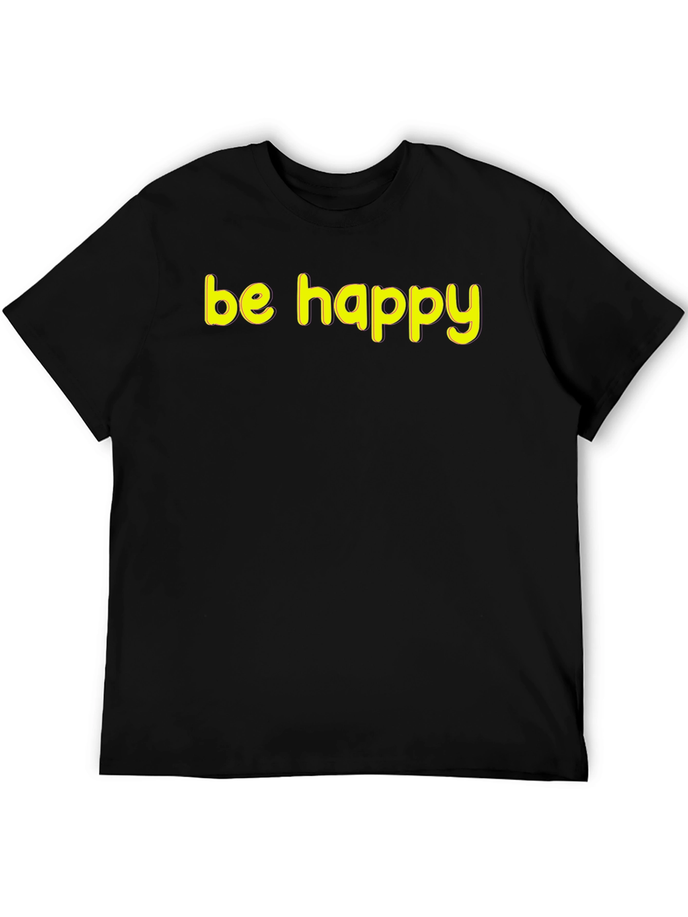 Be Happy Graphic Tee - Black Cotton T-Shirt