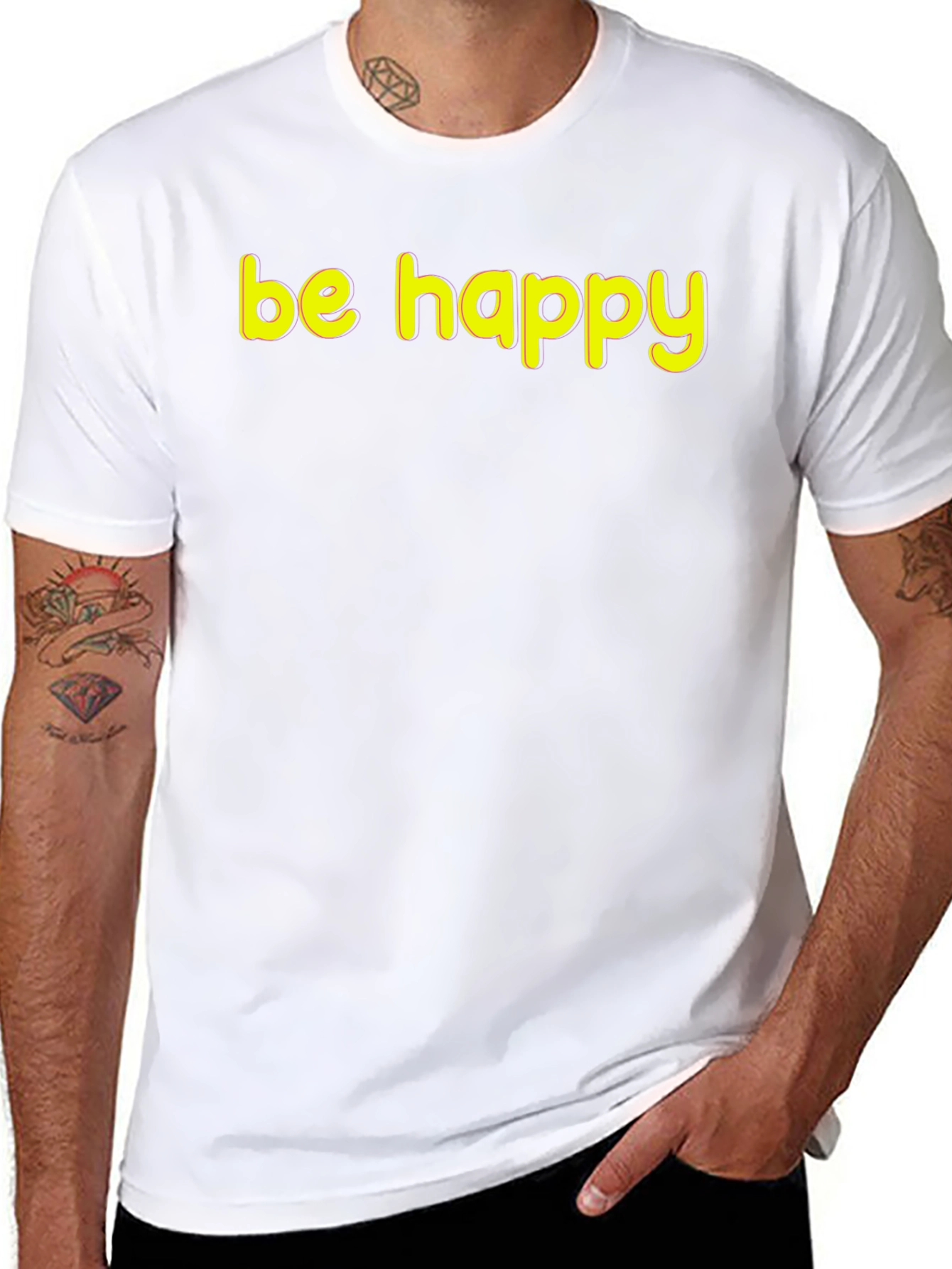 Be Happy Graphic Tee - Black Cotton T-Shirt