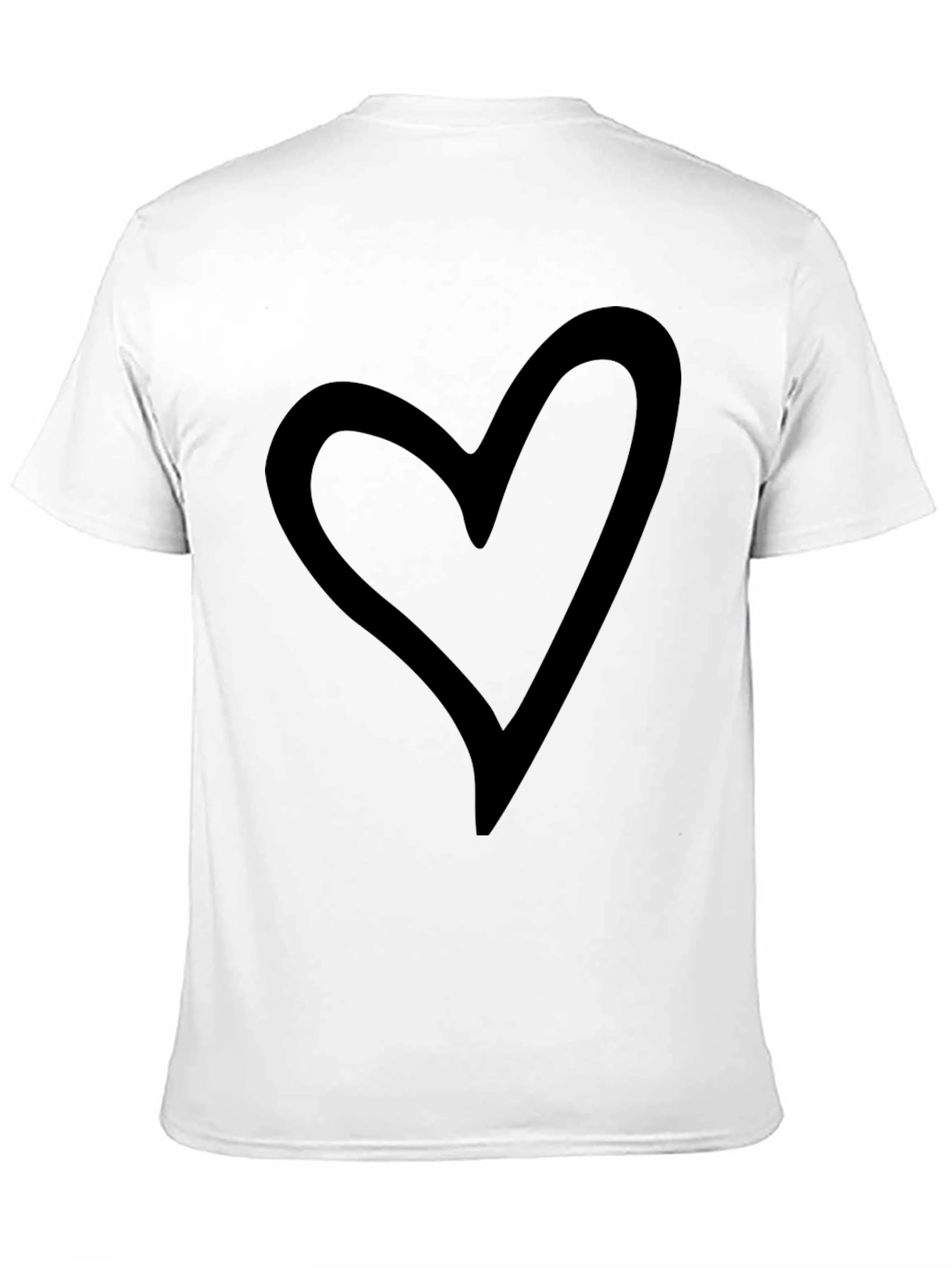 Black Heart Outline Graphic Tee - Casual Style