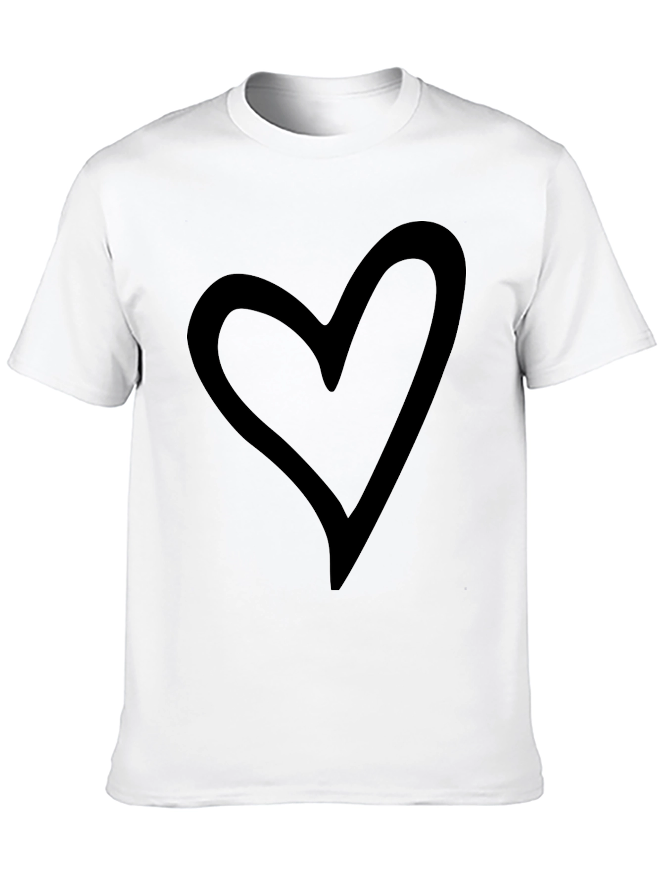 Black Heart Outline Graphic Tee - Casual Style