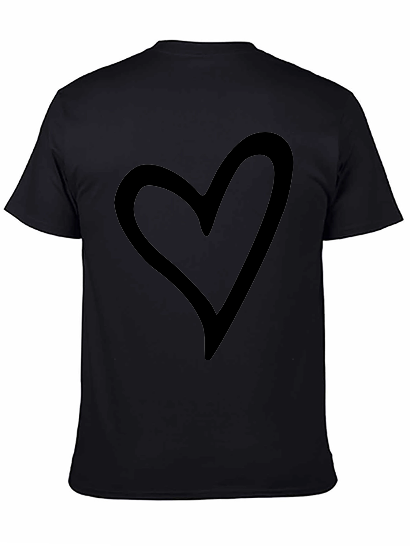 Black Heart Outline Graphic Tee - Casual Style