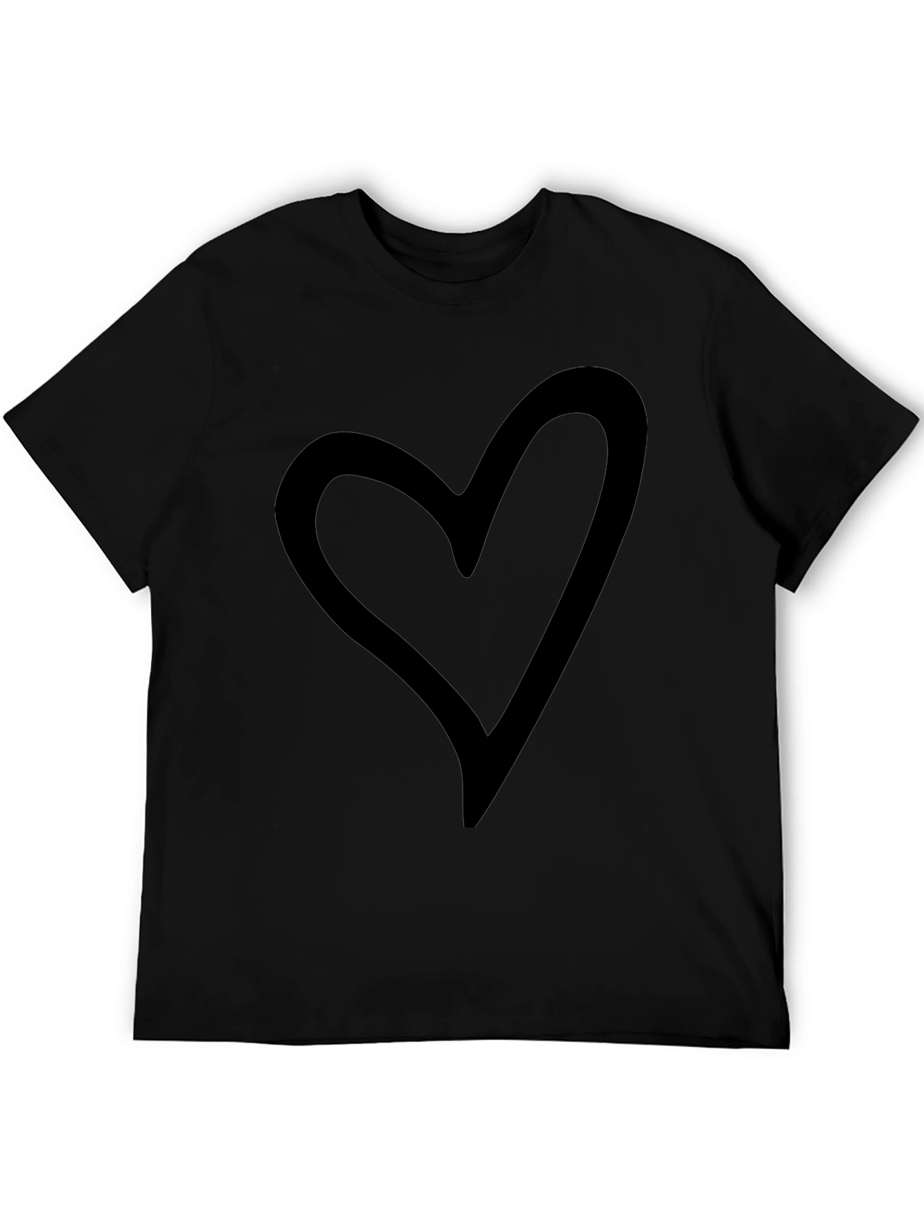 Black Heart Outline Graphic Tee - Casual Style