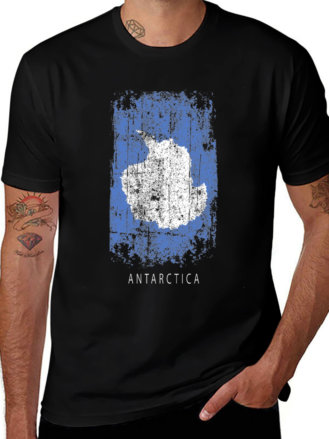 Antarctica Map T-Shirt - Distressed Flag Design