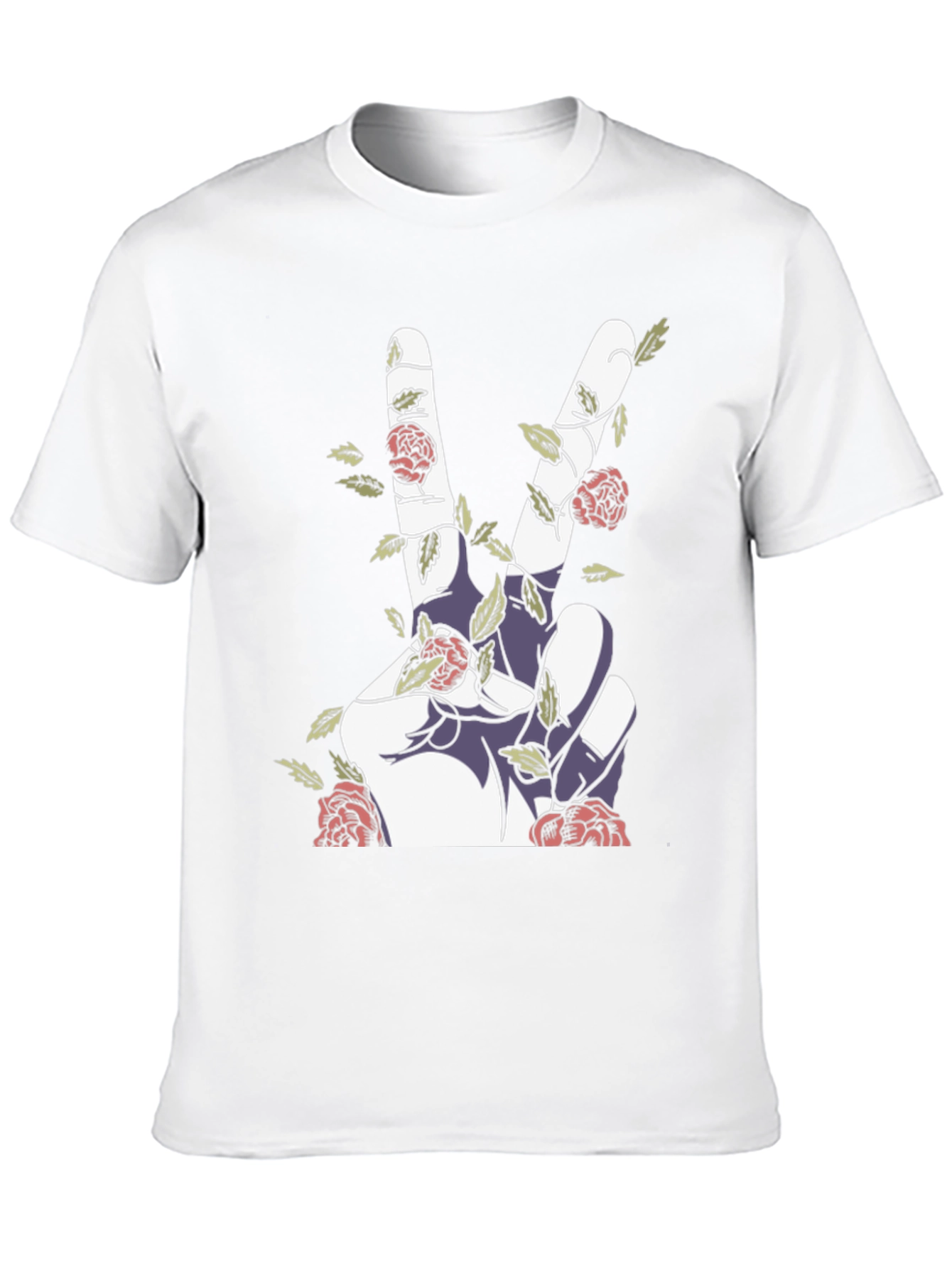 Peace Sign Hand with Roses Graphic Tee