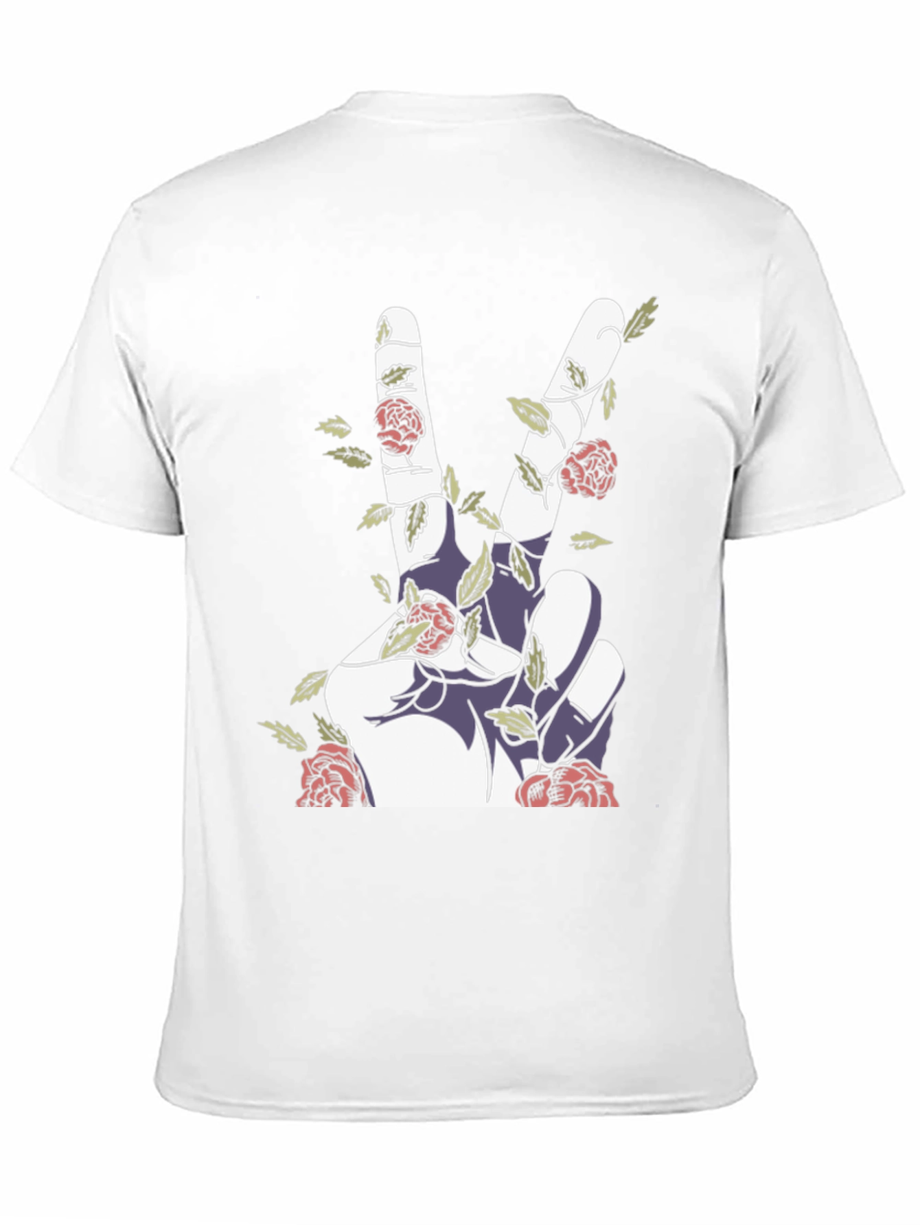 Peace Sign Hand with Roses Graphic Tee