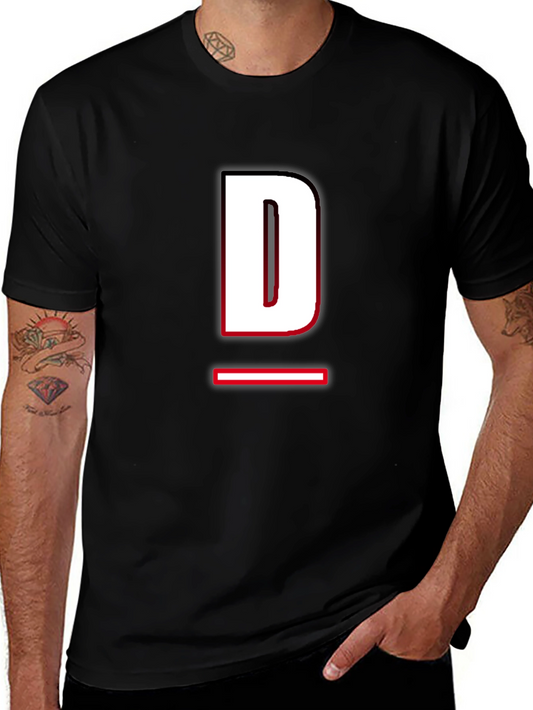 Bold Letter D Graphic Tee - Black