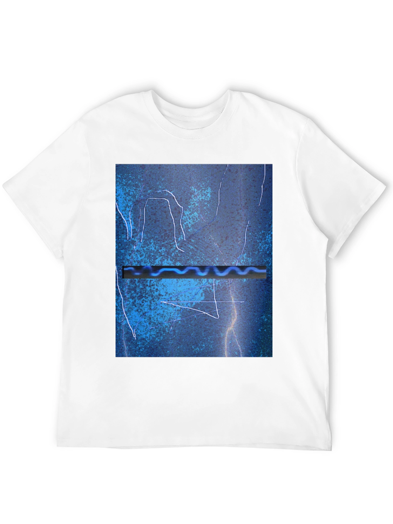 Abstract Blue Graphic Print Black T-Shirt