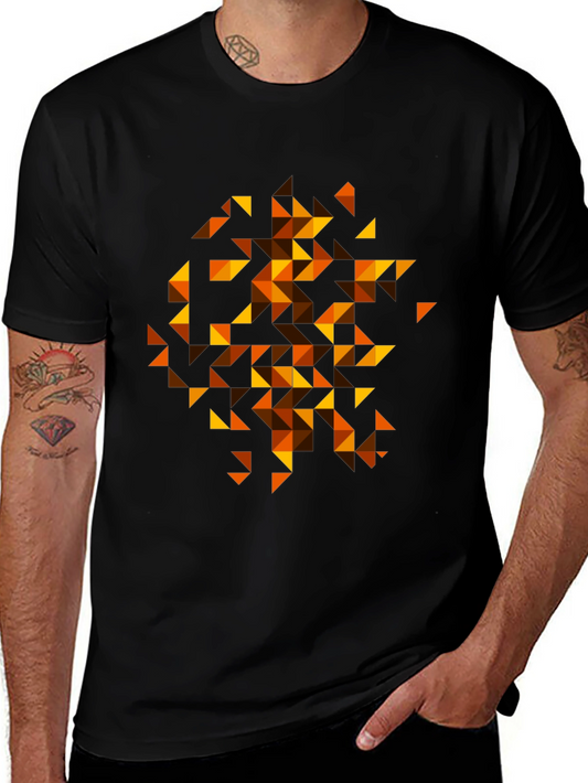 Geometric Triangle Pattern Tee - Black