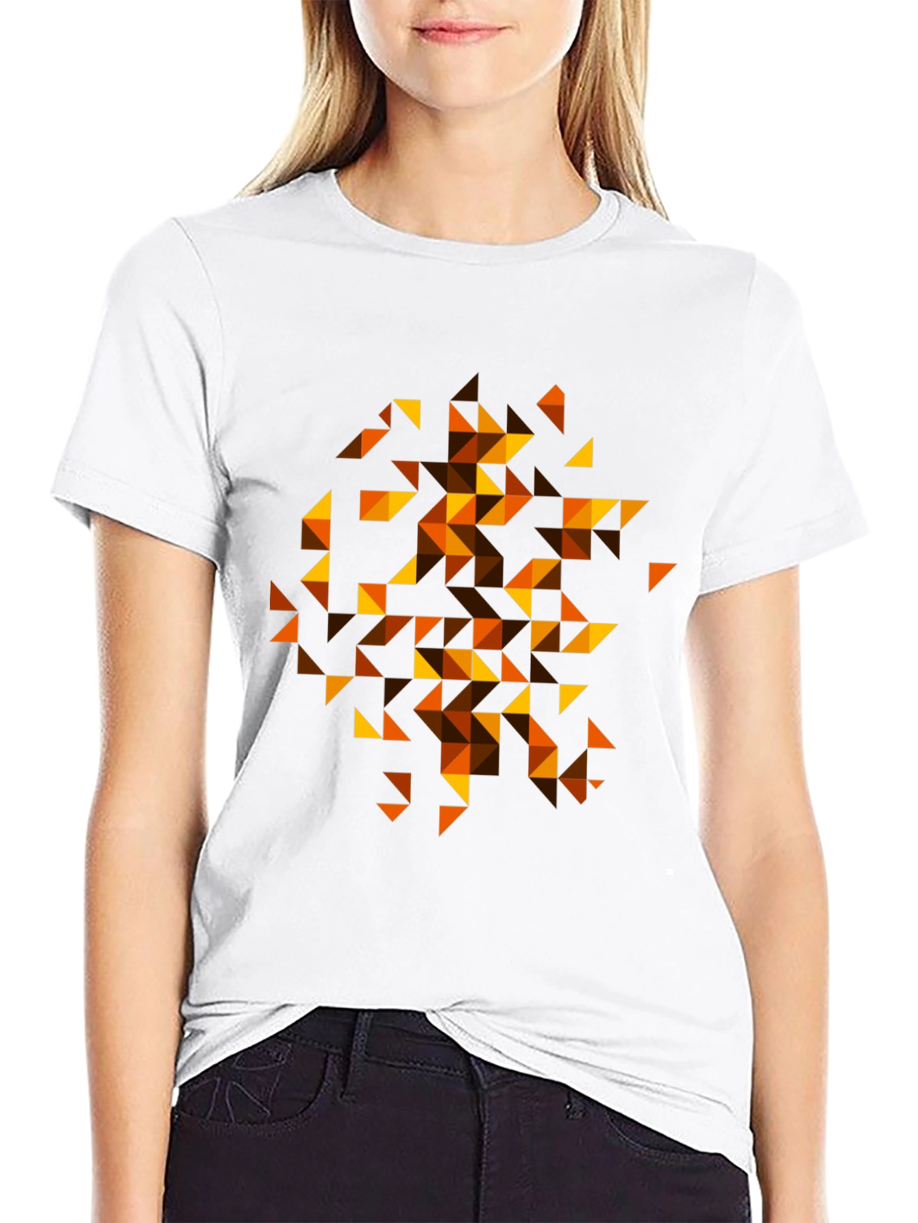 Geometric Triangle Pattern Tee - Black