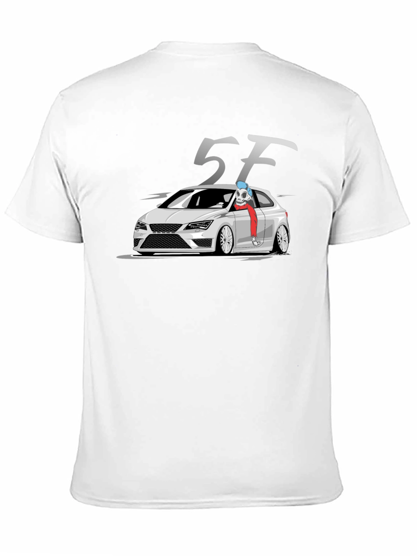 5F Car Skeleton T-Shirt - Black Cotton Tee