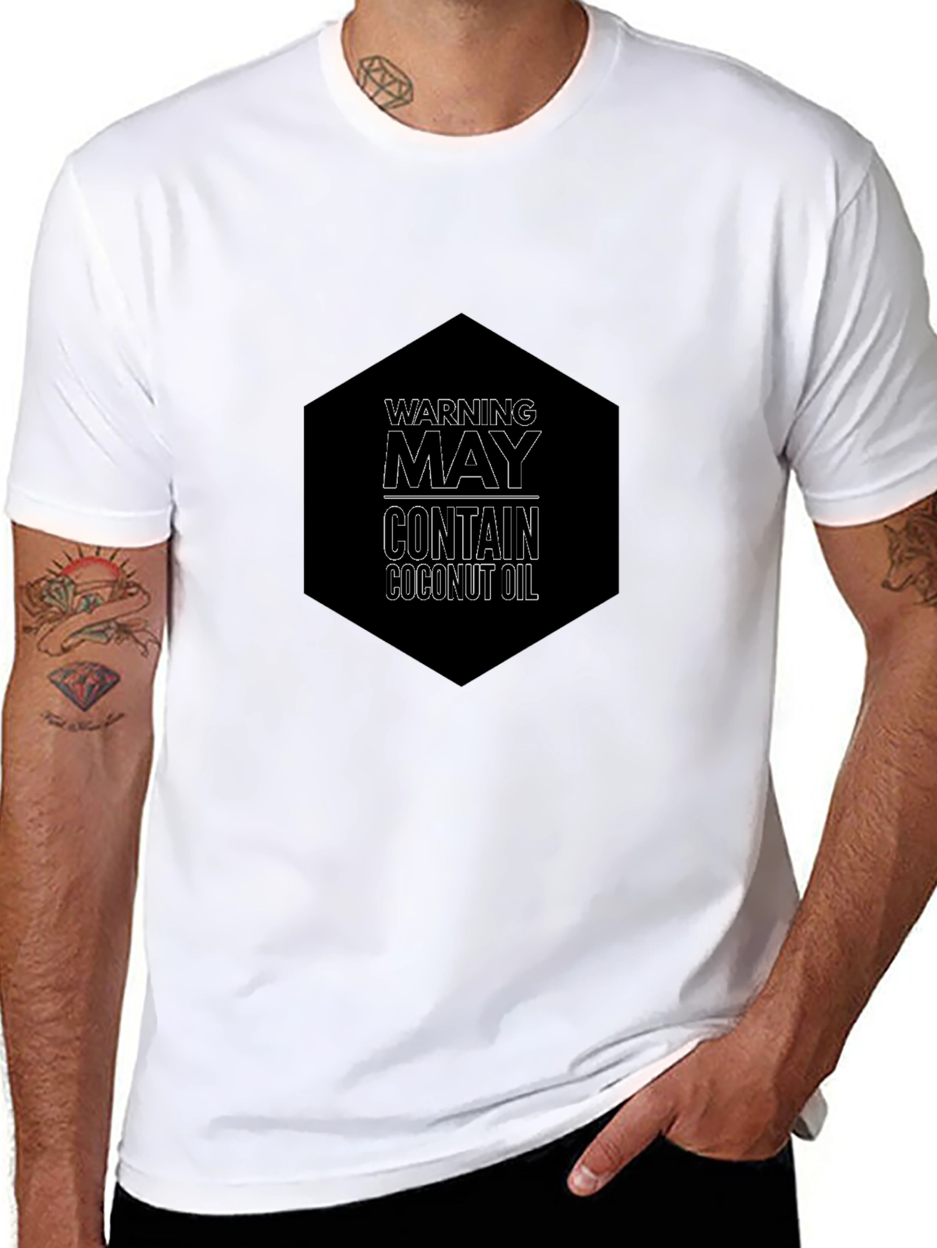Warning May Contain Coconut Oil Graphic Tee