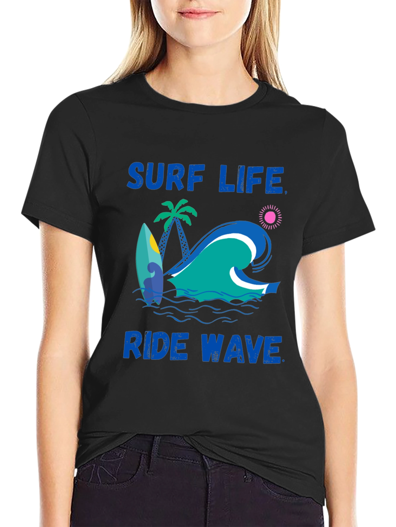 Surf Life Ride Wave Graphic Print T-Shirt