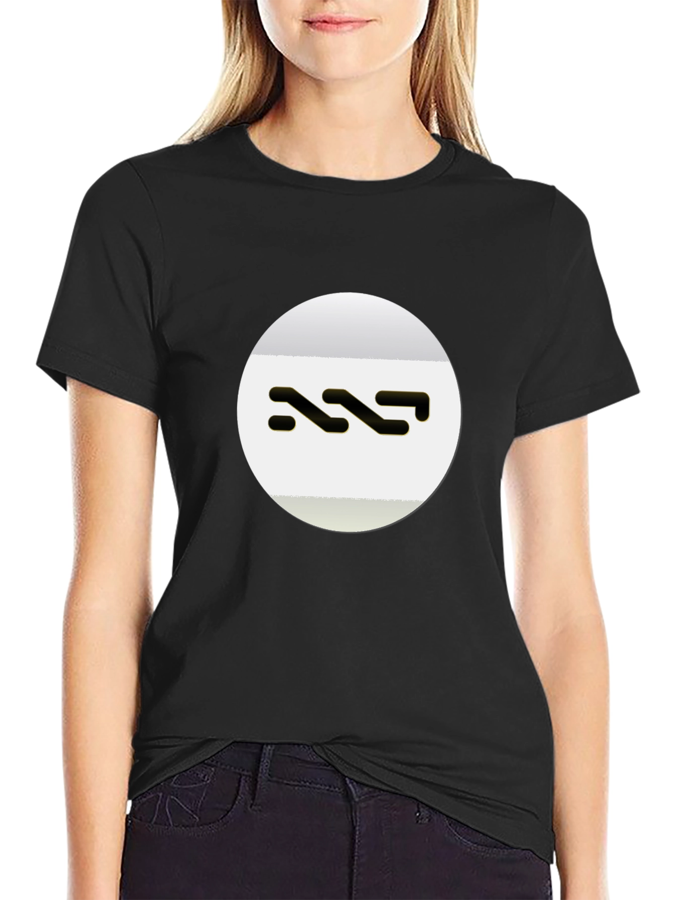Abstract Wave Design Black T-Shirt