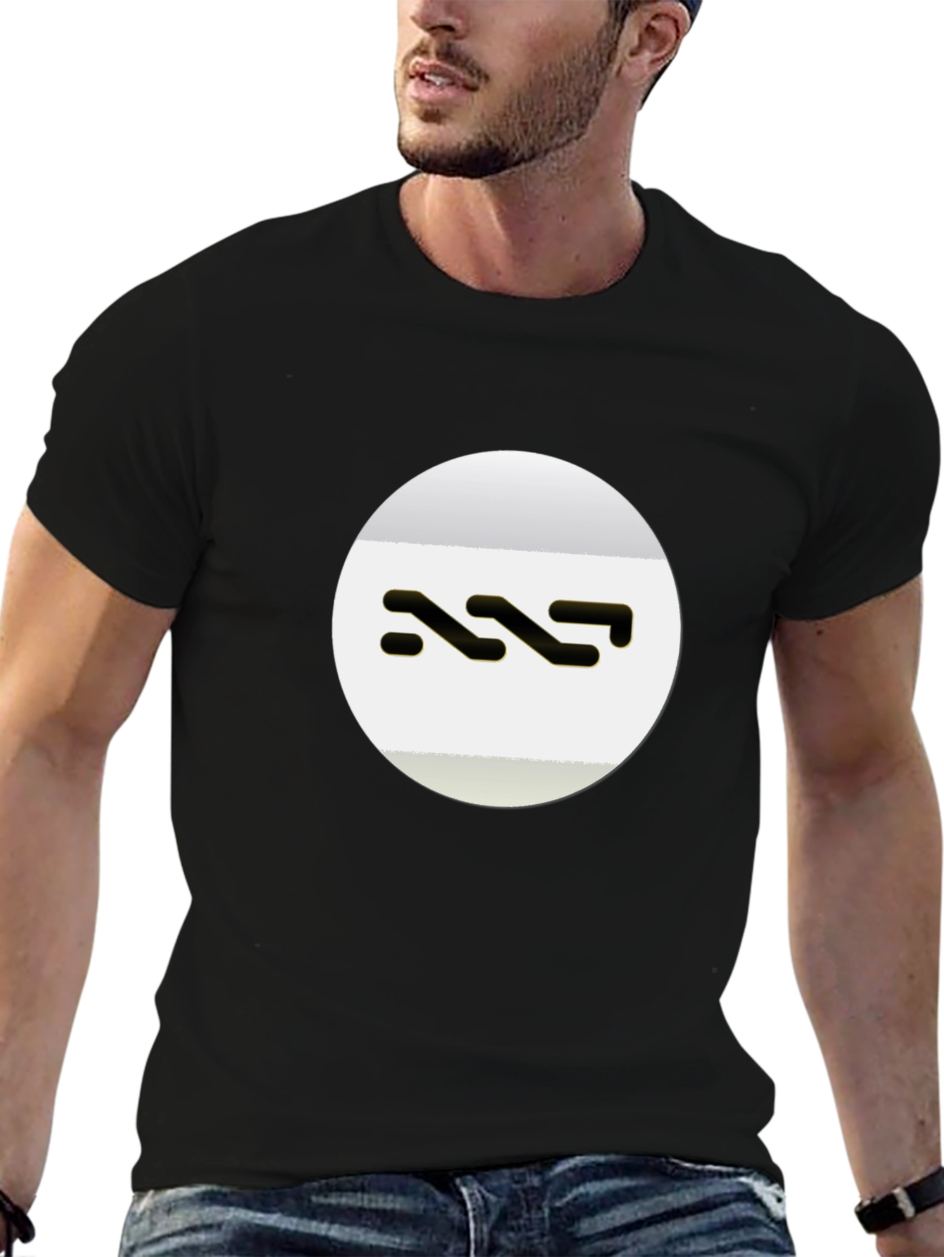 Abstract Wave Design Black T-Shirt