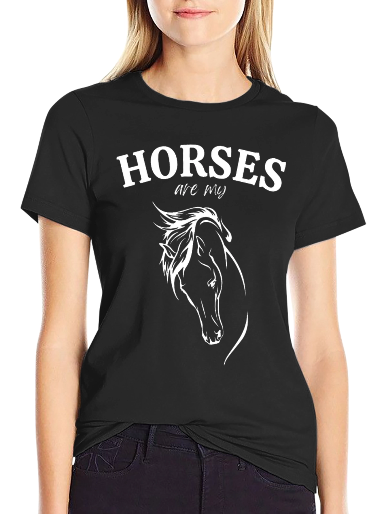 Horses Are My Therapy T-Shirt Unisex Black Tee
