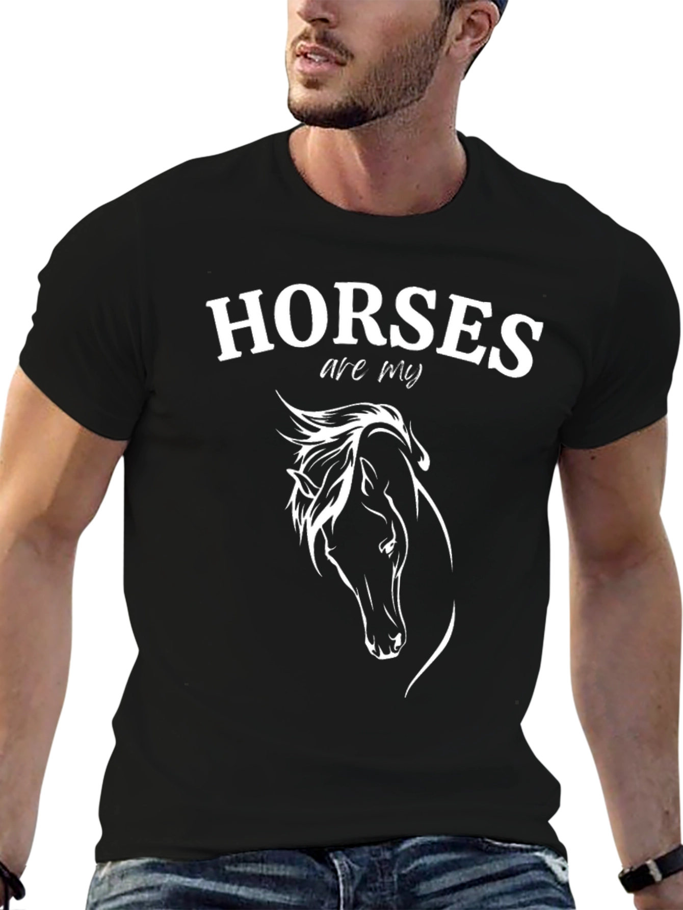 Horses Are My Therapy T-Shirt Unisex Black Tee